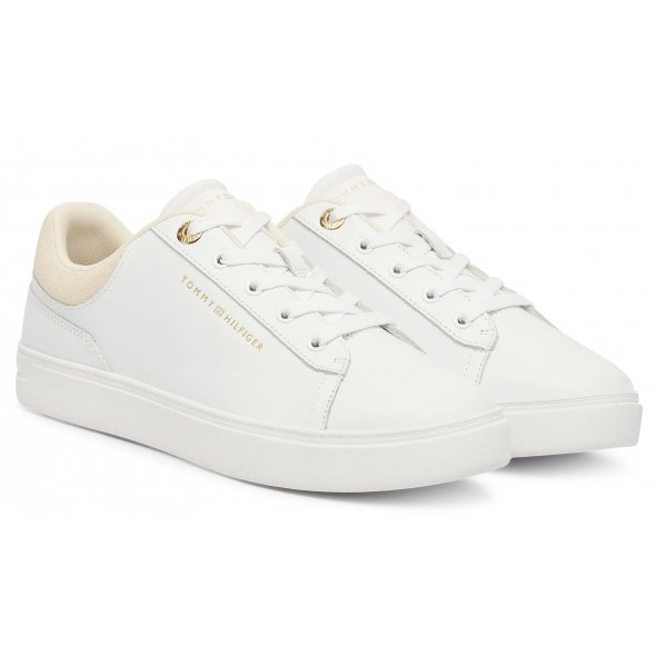 Tommy Hilfiger Γυναικείο Δερμάτινο Sneaker FW0FW09020 0K4 Λευκό