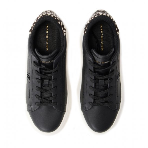 Tommy Hilfiger Γυναικείο Δερμάτινο Sneaker FW0FW09023 0GL Μαύρο
