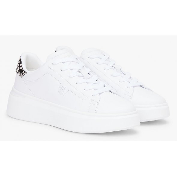 Tommy Hilfiger Γυναικείο Δερμάτινο Sneaker FW0FW09023 02R Λευκό