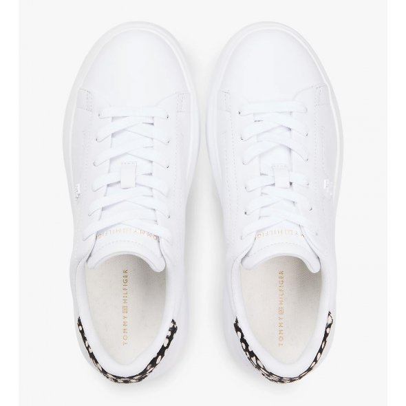 Tommy Hilfiger Γυναικείο Δερμάτινο Sneaker FW0FW09023 02R Λευκό