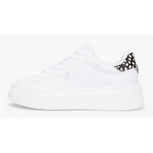 Tommy Hilfiger Γυναικείο Δερμάτινο Sneaker FW0FW09023 02R Λευκό