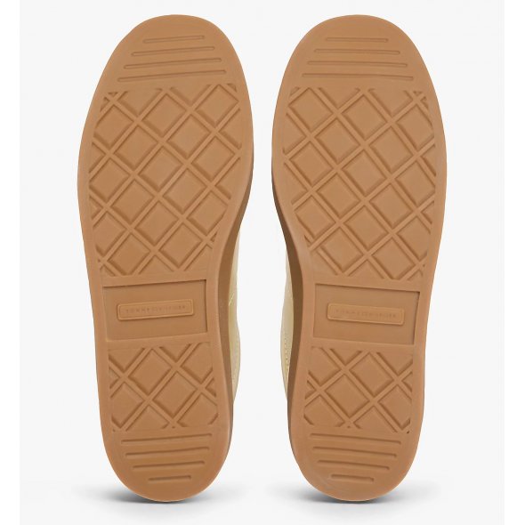 Tommy Hilfiger Γυναικείο Δερμάτινο Sneaker FW0FW09026 0HT Εκρού/Χρυσό