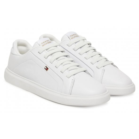 Tommy Hilfiger Γυναικείο Δερμάτινο Sneaker FW0FW08948 YBS Λευκό
