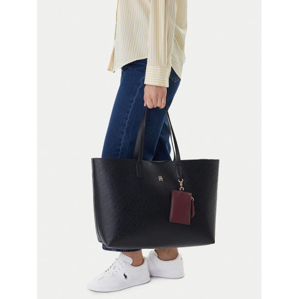 Tommy Hilfiger Τσάντα Th Icon Tote Mono AW0AW18174 DW6 Μπλε