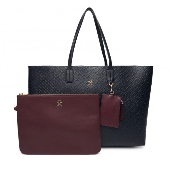 Tommy Hilfiger Τσάντα Th Icon Tote Mono AW0AW18174 DW6 Μπλε