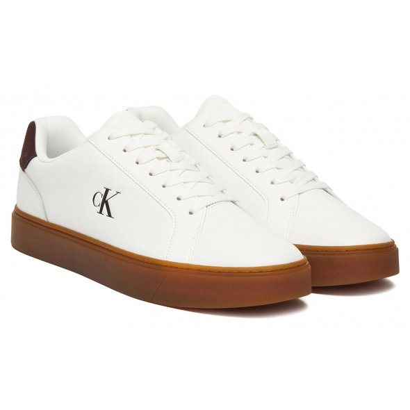 Calvin Klein Ανδρικό Δερμάτινο Sneaker YM0YM01435 05V Λευκό