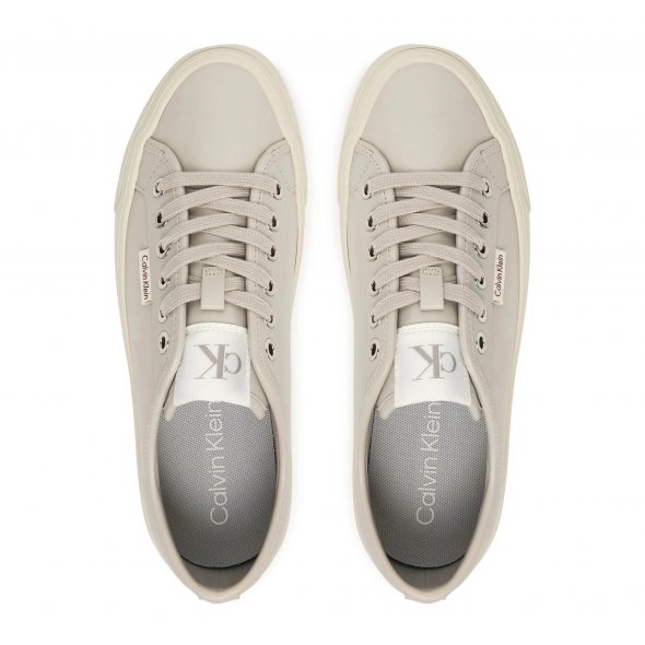 Calvin Klein Γυναικείο Casual Vulc Flatf Lace Up Lth YW0YW01932 PDJ Γκρι
