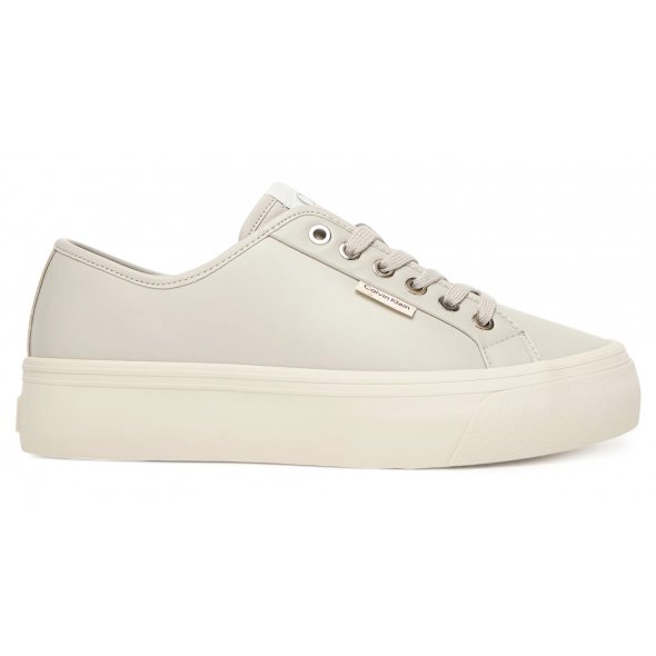 Calvin Klein Γυναικείο Casual Vulc Flatf Lace Up Lth YW0YW01932 PDJ Γκρι