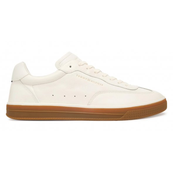 Tommy Hilfiger Ανδρικό Δερμάτινο Sneaker FM0FM05815 YBL Εκρού