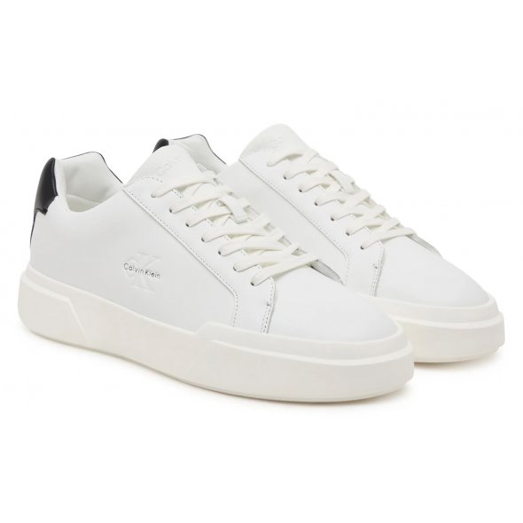 Calvin Klein Ανδρικό Δερμάτινο Sneaker YM0YM01344 01W Λευκό