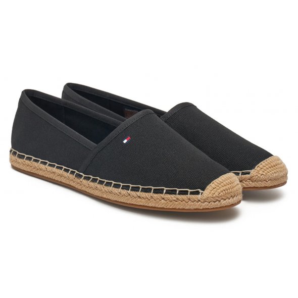 Tommy Hilfiger Γυναικείες Εσπαντρίγιες Flag Canvas Espadrille FW0FW08541 BDS Μαύρο