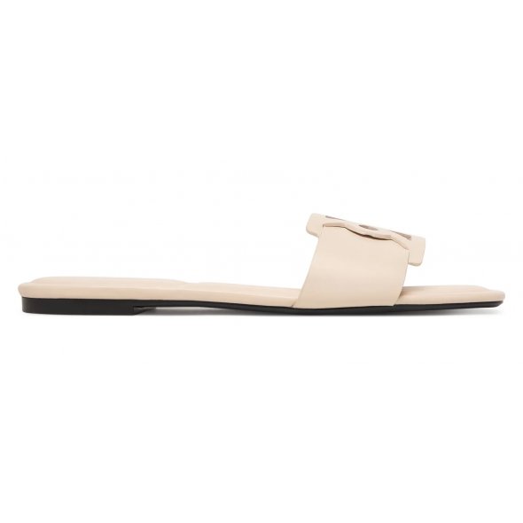 Calvin Klein Γυναικείο Δερμάτινο Flat Sandal HW0HW03128 Z01 Εκρού