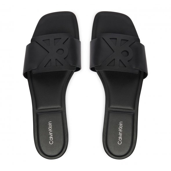Calvin Klein Γυναικείο Δερμάτινο Flat Sandal HW0HW03128 0GJ Μαύρο