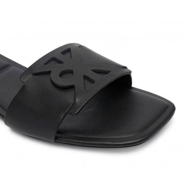 Calvin Klein Γυναικείο Δερμάτινο Flat Sandal HW0HW03128 0GJ Μαύρο