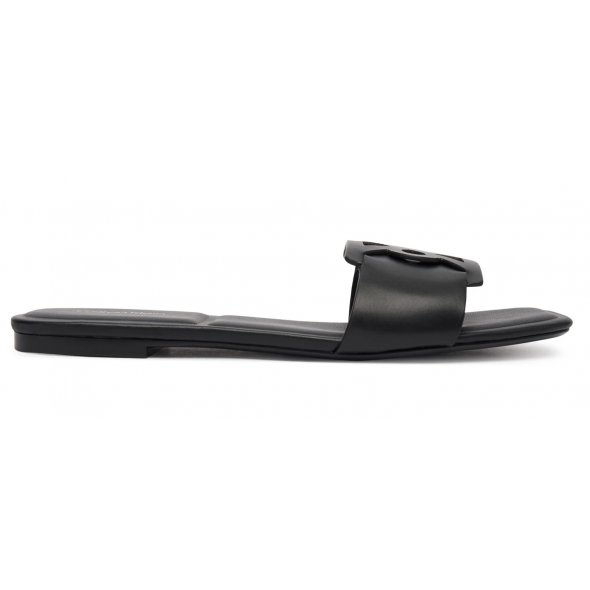 Calvin Klein Γυναικείο Δερμάτινο Flat Sandal HW0HW03128 0GJ Μαύρο
