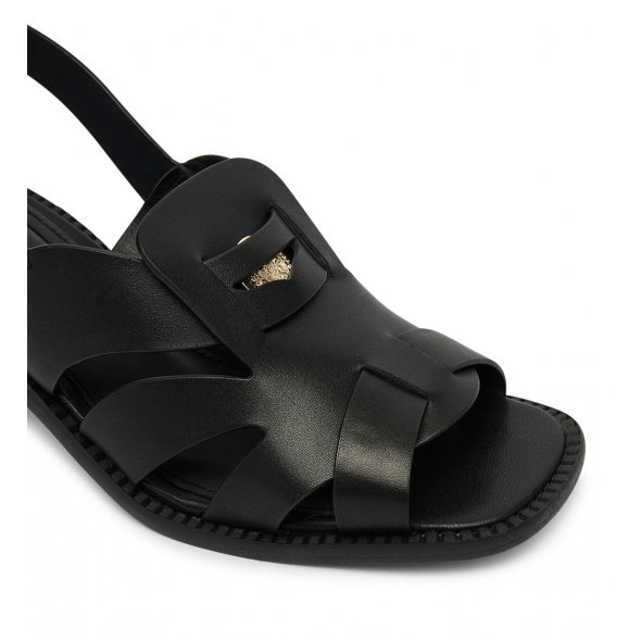 Tommy Hilfiger Δερμάτινο Πέδιλο Cross Blocked Heel Sandal FW0FW09135 BDS Μαύρο