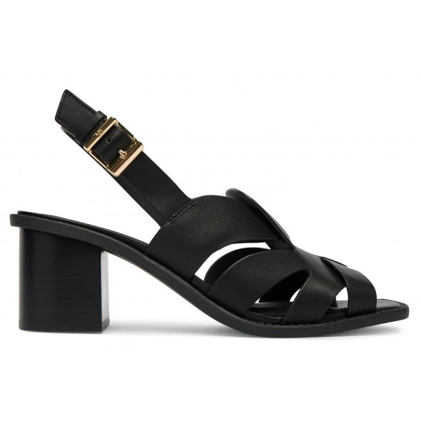 Tommy Hilfiger Δερμάτινο Πέδιλο Cross Blocked Heel Sandal FW0FW09135 BDS Μαύρο