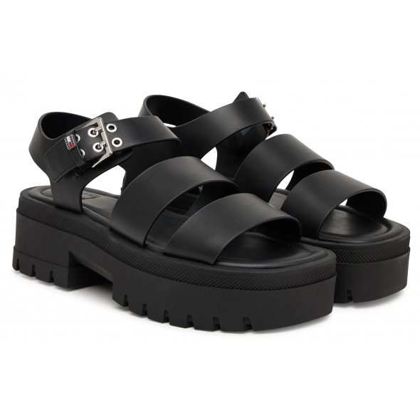 Tommy Hilfiger Σανδάλια Tjw Straps Leather Max Sandal EN0EN02944 BDS Μαύρο