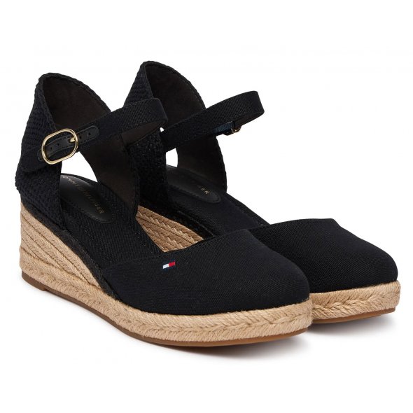 Tommy Hilfiger Εσπαντρίγιες Mid Wedge Espad Closed Toe FW0FW09233 BDS Μαύρο
