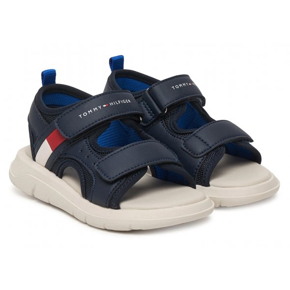 Tommy Hilfiger Kids Velcro Sandal T1B2-34386-1591 Μπλε