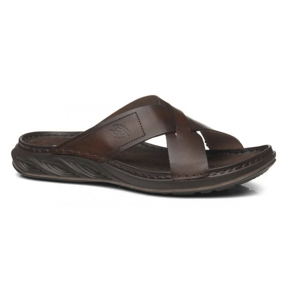 Pegada Ανδρική Δερμάτινη Παντόφλα 134102-04 Καφέ