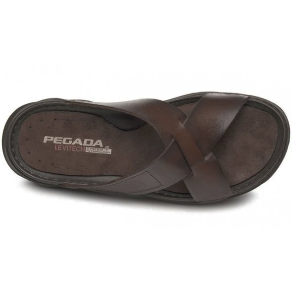 Pegada Ανδρική Δερμάτινη Παντόφλα 134102-04 Καφέ
