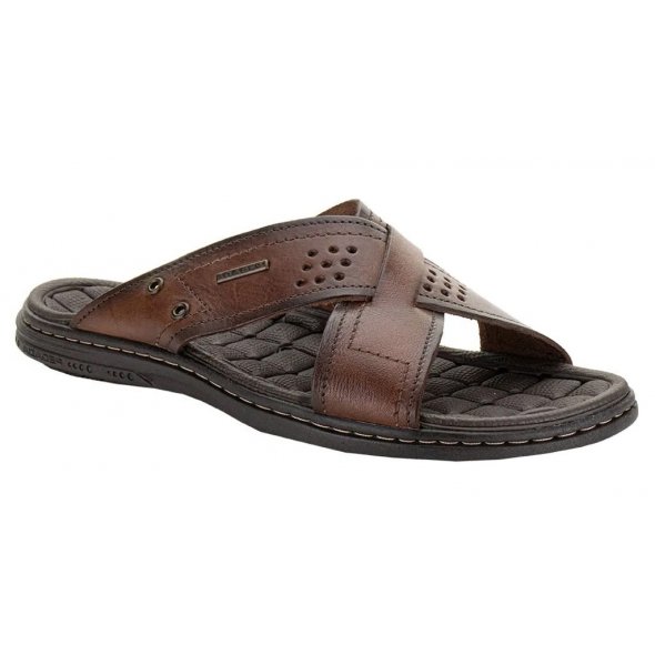 Pegada Ανδρική Δερμάτινη Παντόφλα 131222-01 Καφέ