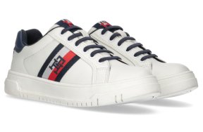 Tommy Hilfiger Kids Stripes Low Cut Lace-Up Sneaker T3X9-33120-1355 A473 White