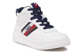 Tommy Hilfiger Kids High Top Lace Sneaker T3X9-33121-1355 A473 Λευκό