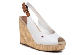 Tommy Hilfiger Iconic Elena Sling Back Wedge FW0FW04789 YBL Ecru
