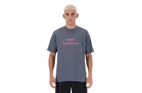 New Balance Ανδρικό T-Shirt Linear Logo Relaxed Tee MT41582 Σκούρο Γκρι