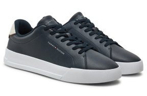 Tommy Hilfiger Ανδρικό Δερμάτινο Sneaker Th Court Lth Detail Ess FM0FM05367 DW5 Σκούρο Μπλε
