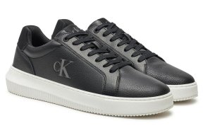 Calvin Klein Ανδρικό Δερμάτινο Sneaker Chunky Cupsole Low Mg YM0YM01253 0GM Μαύρο
