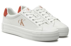 Calvin Klein Γυναικείο Δερμάτινο Sneaker YW0YW01669 0K6 Λευκό