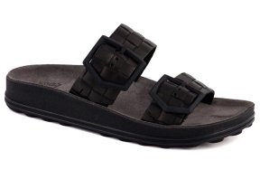 Fantasy Sandals Taylor S331 Black Leather Raffia