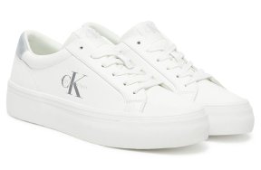 Calvin Klein Γυναικείο Δερμάτινο Sneaker YW0YW01877 02R Λευκό