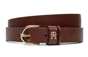 Tommy Hilfiger Γυναικεία Δερμάτινη Ζώνη Essential Effortless 2.5 AW0AW16836 GSZ Καφέ